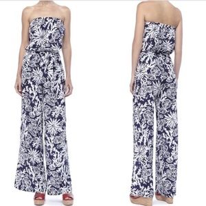 EUC Lilly Pulitzer Farrah Jumpsuit Navy & White Size Large.
